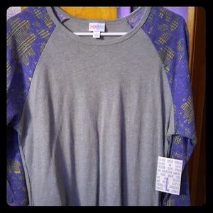 Lularoe Randy. Size Large. Gray w/Purple sleeves